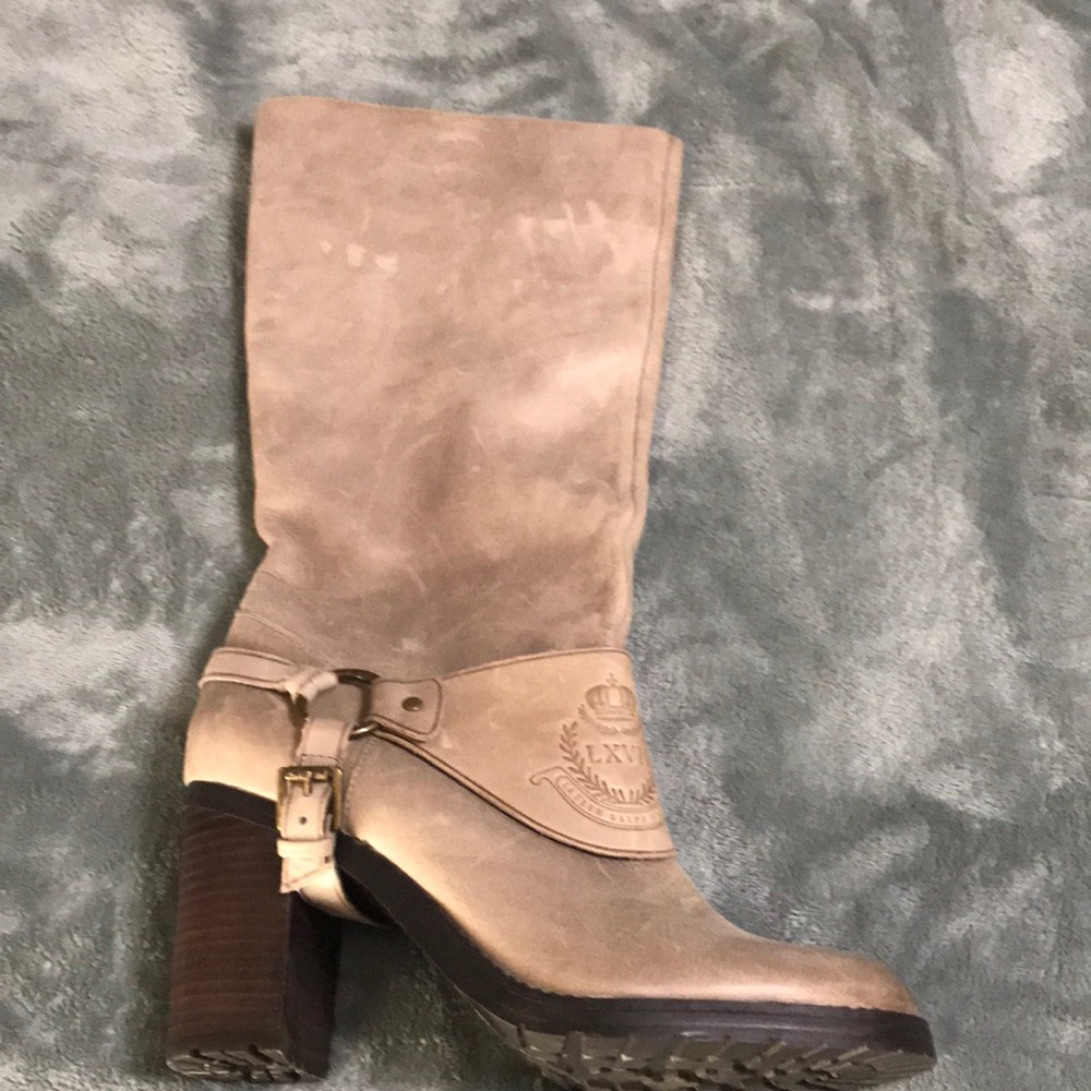 Ralph Lauren light grey leather boots